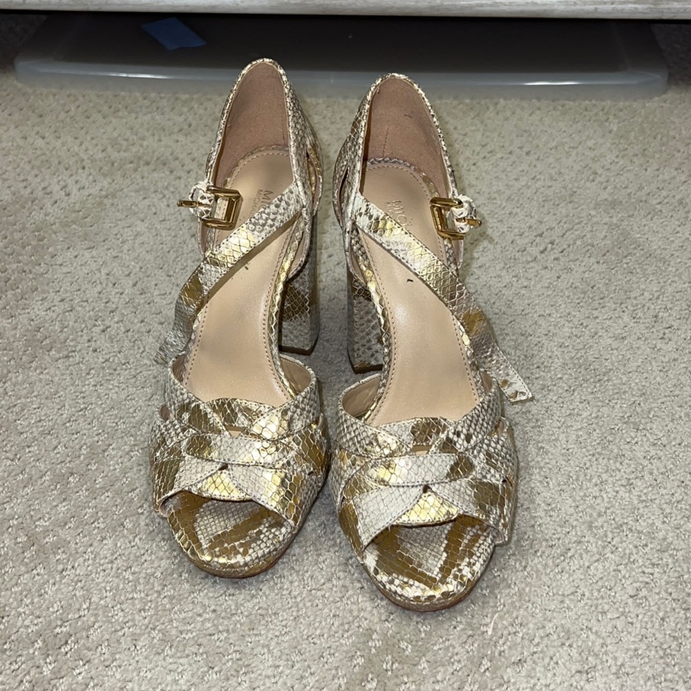 Michael Kors annaliese gold snake heels - Picture 2 of 4
